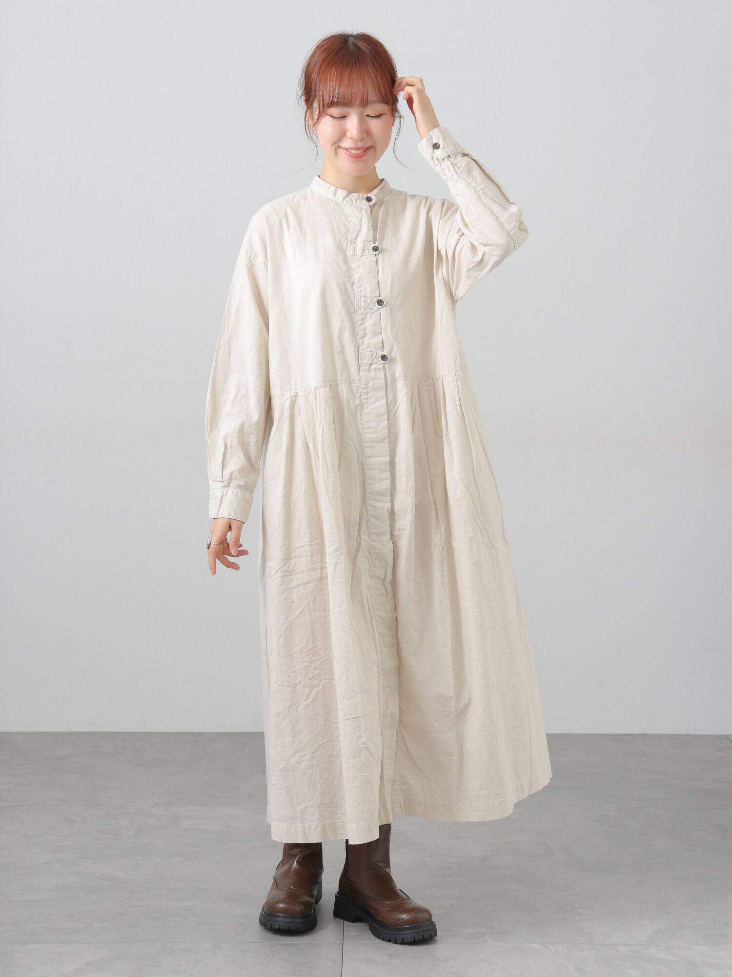 tukuroi】綿麻平織製品染めワンピース《自由が丘店/EC限定》（ブラック