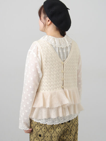 【ecru×brown collection】裾フリル前後ベスト（ブラウン/エクリュ）｜TSUHARU by Samansa Mos2（ツハルバイサマンサモスモス）通販
