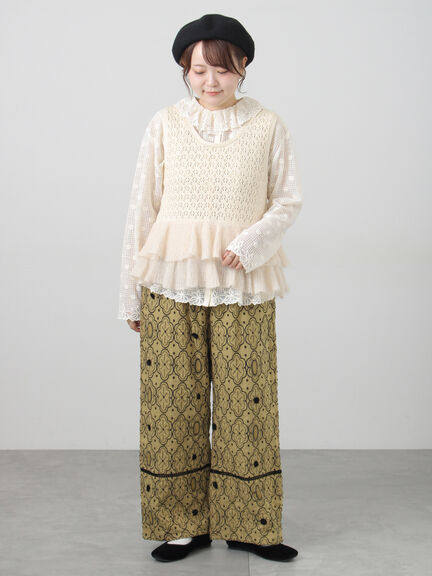 【ecru×brown collection】裾フリル前後ベスト（ブラウン/エクリュ）｜TSUHARU by Samansa Mos2（ツハルバイサマンサモスモス）通販