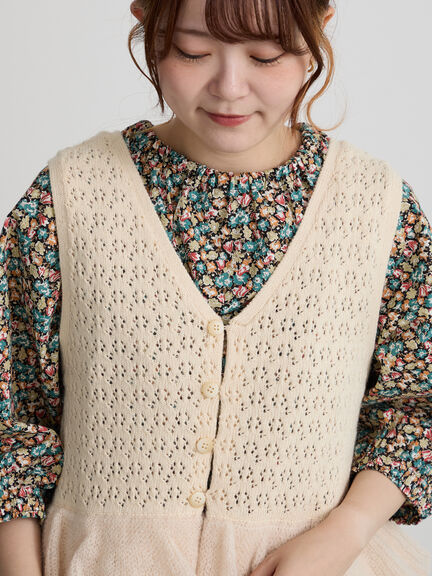 【ecru×brown collection】裾フリル前後ベスト（ブラウン/エクリュ）｜TSUHARU by Samansa Mos2（ツハルバイサマンサモスモス）通販