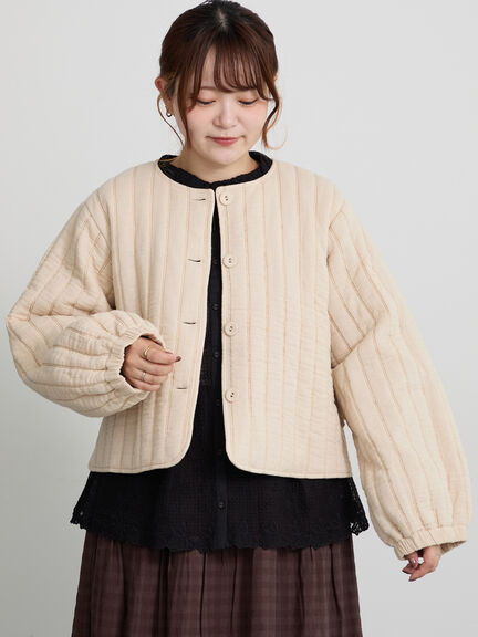 【ecru×brown collection】キルトジャケット（ブラウン/エクリュ）｜TSUHARU by Samansa Mos2（ツハルバイサマンサモスモス）通販