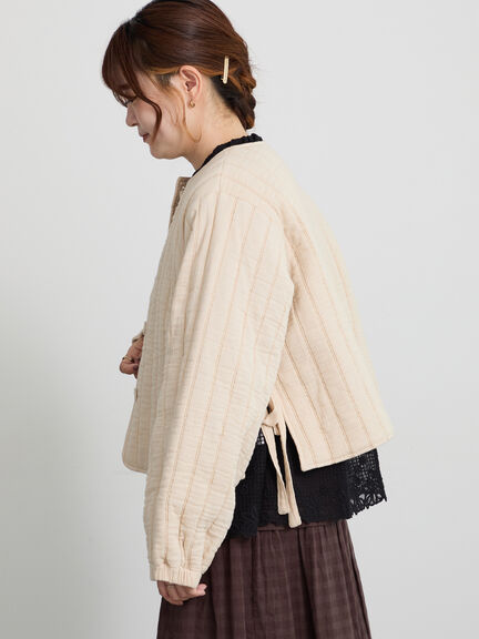 【ecru×brown collection】キルトジャケット（ブラウン/エクリュ）｜TSUHARU by Samansa Mos2（ツハルバイサマンサモスモス）通販