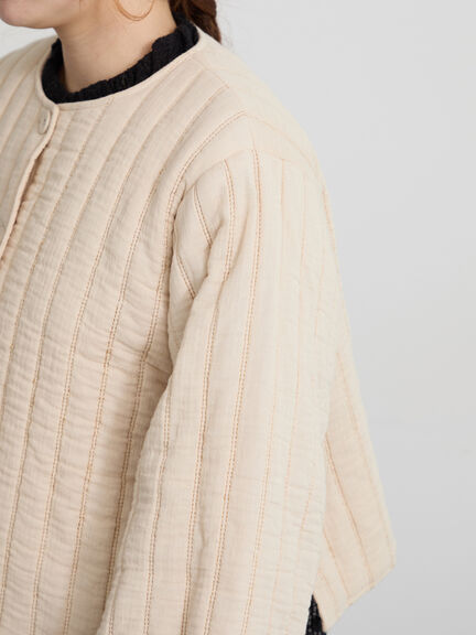 【ecru×brown collection】キルトジャケット（ブラウン/エクリュ）｜TSUHARU by Samansa Mos2（ツハルバイサマンサモスモス）通販