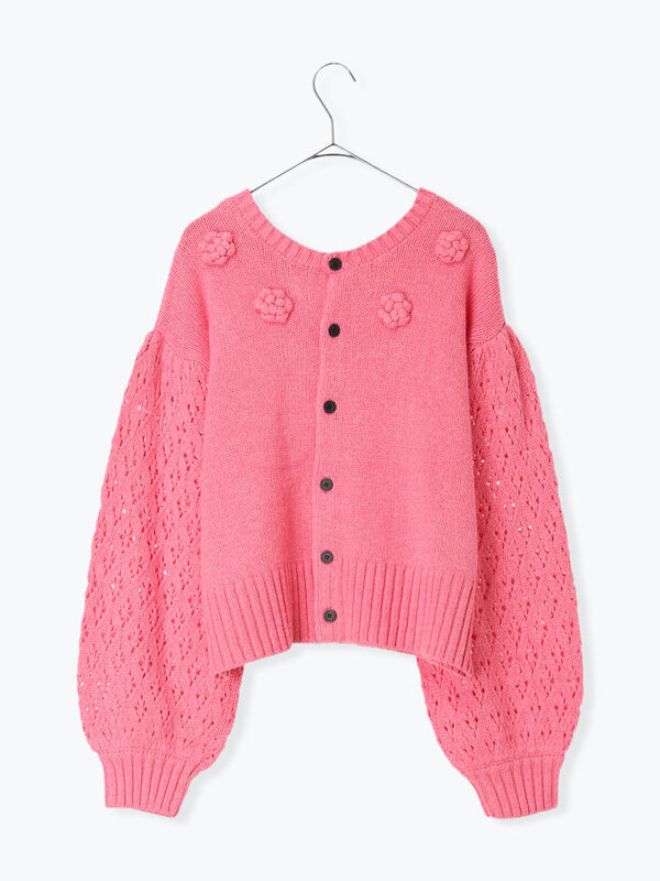 Embroidery collection】フラワー前後着ニット（ベージュ/ダーク