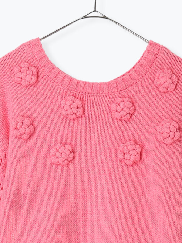 Embroidery collection】フラワー前後着ニット（ベージュ/ダーク