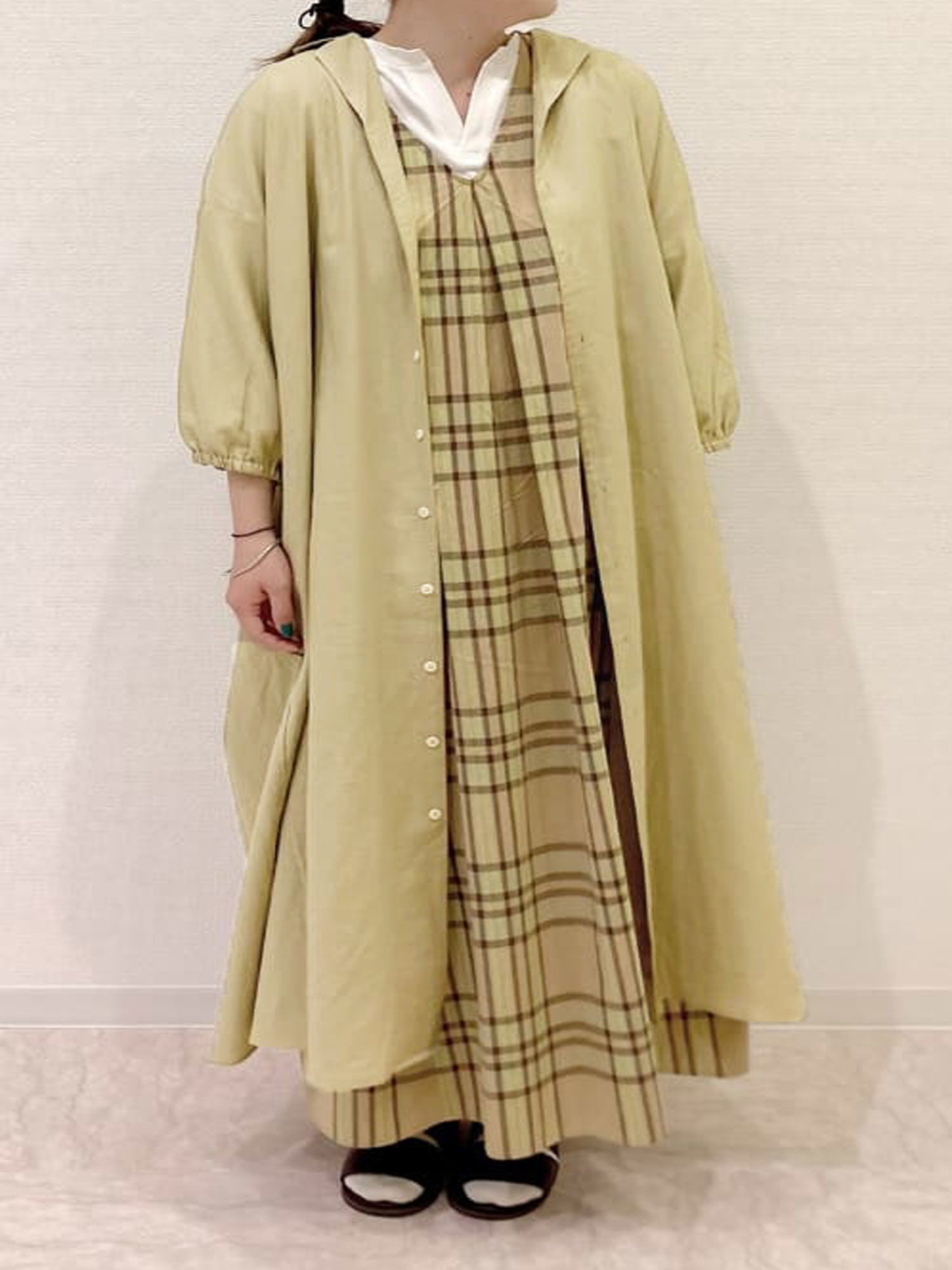 セール オープンカラーワンピース ブラック ブラウン イエロー ワンピース ワンピース Sm2rhythm サマンサモスモス リズム 公式通販