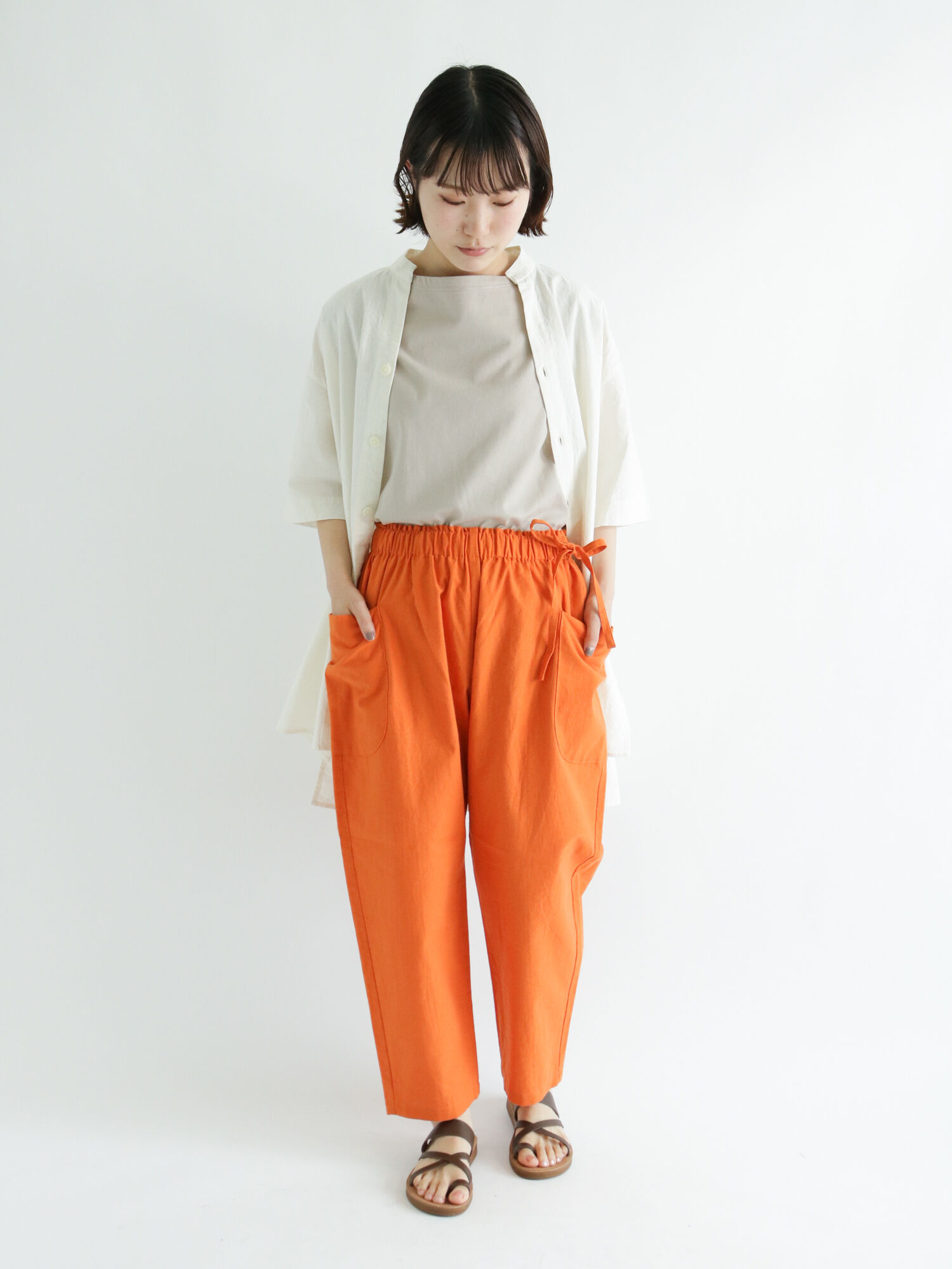 セール スタンドカラーシャツ オフホワイト ブラック オレンジ トップス シャツ ブラウス Sm2rhythm サマンサモスモス リズム 公式通販