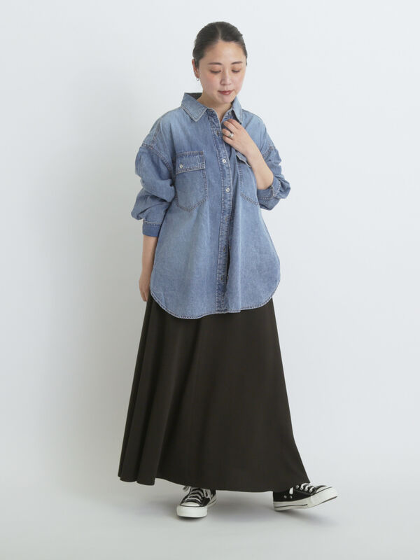 セール】 デニムオーバーサイズシャツ（グレー/ブルー/トップス/シャツ