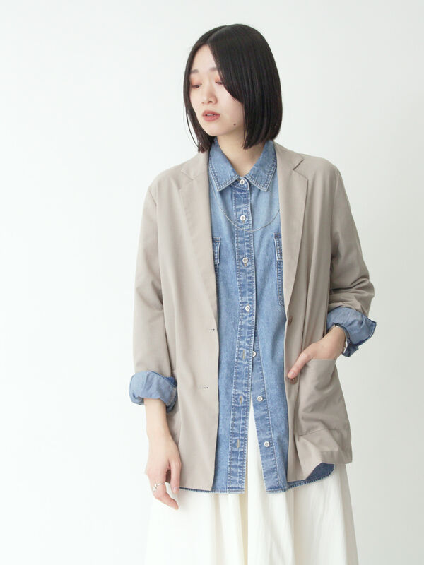 セール】 デニムオーバーサイズシャツ（グレー/ブルー/トップス/シャツ