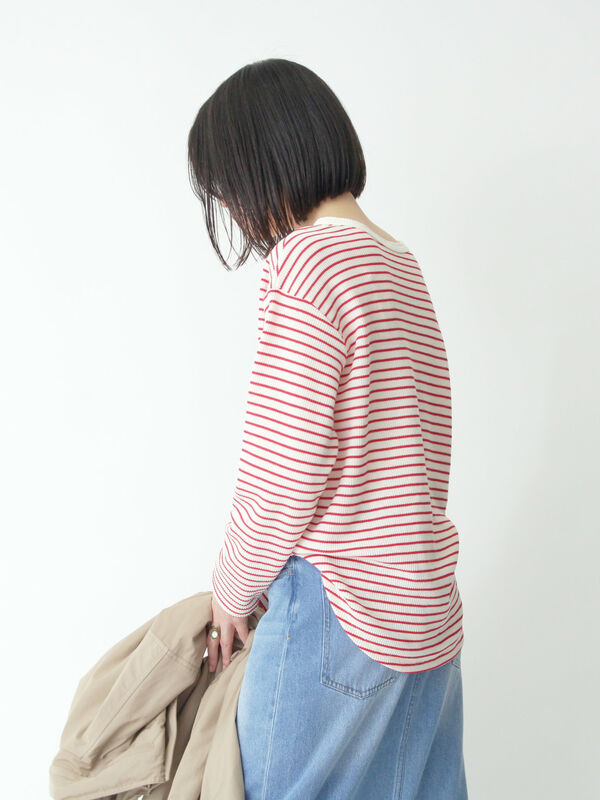 セール】 2wayヘンリーネックプルオーバー（ブラック/レッド/キナリ