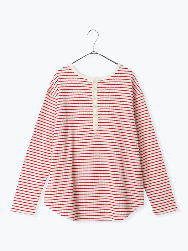 セール】 2wayヘンリーネックプルオーバー（ブラック/レッド