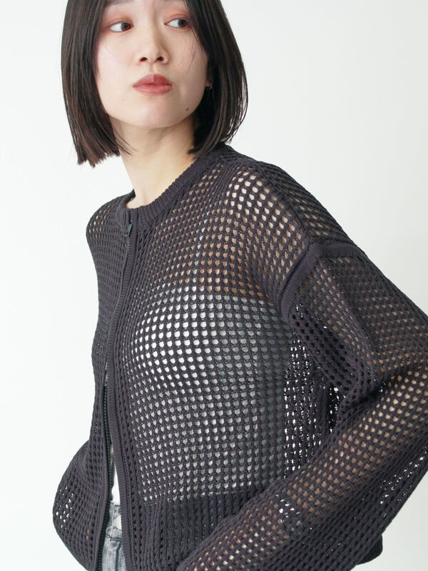 Jieda 23ss MESH ZIP UP KNIT サイズ1メッシュニット 2WAYメッシュブリーチニットトップス（ニット/セーター）｜GYDA