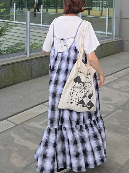 シャーリングチェックキャミワンピース（オフホワイト/ブラウン）｜sm2rhythm（サマンサモスモス リズム）通販