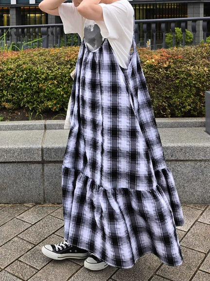 シャーリングチェックキャミワンピース（オフホワイト/ブラウン）｜sm2rhythm（サマンサモスモス リズム）通販