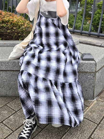 シャーリングチェックキャミワンピース（オフホワイト/ブラウン）｜sm2rhythm（サマンサモスモス リズム）通販