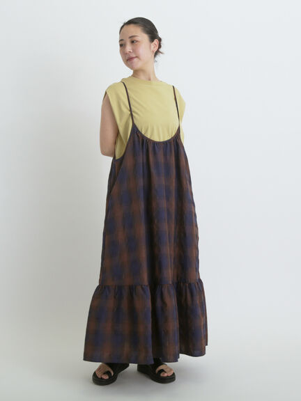 シャーリングチェックキャミワンピース（オフホワイト/ブラウン）｜sm2rhythm（サマンサモスモス リズム）通販