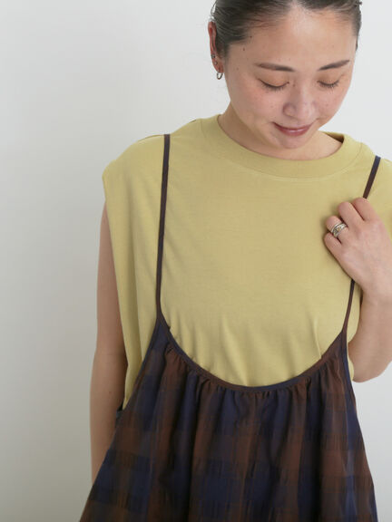 シャーリングチェックキャミワンピース（オフホワイト/ブラウン）｜sm2rhythm（サマンサモスモス リズム）通販