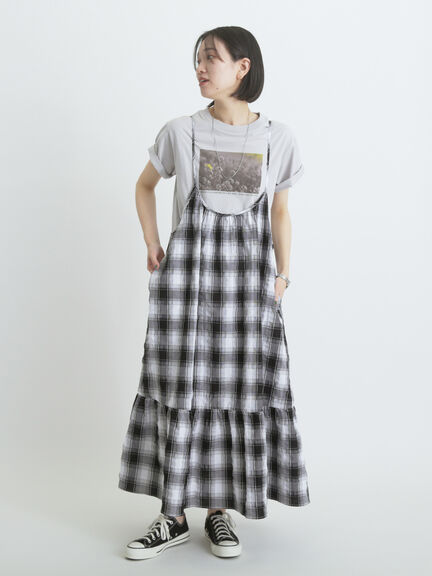 シャーリングチェックキャミワンピース（オフホワイト/ブラウン）｜sm2rhythm（サマンサモスモス リズム）通販