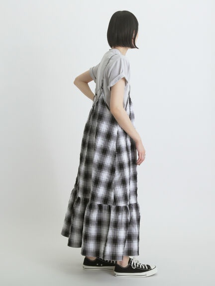 シャーリングチェックキャミワンピース（オフホワイト/ブラウン）｜sm2rhythm（サマンサモスモス リズム）通販