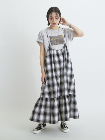 シャーリングチェックキャミワンピース（オフホワイト/ブラウン）｜sm2rhythm（サマンサモスモス リズム）通販