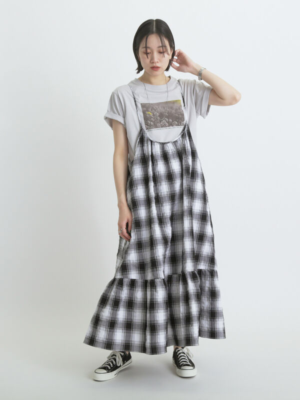 M me eme／Gather check cami one piece(eme10453) | All Item
