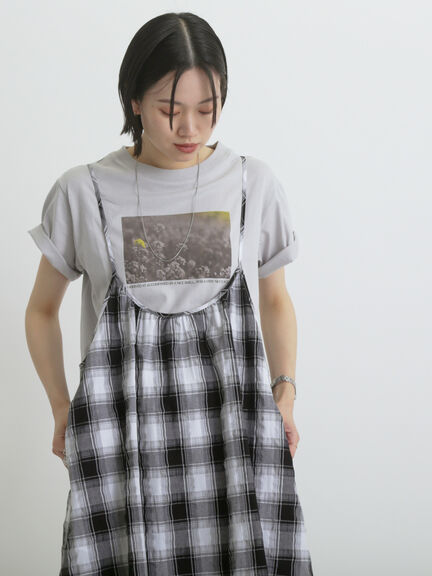 シャーリングチェックキャミワンピース（オフホワイト/ブラウン）｜sm2rhythm（サマンサモスモス リズム）通販