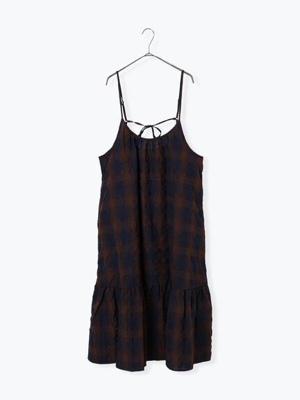 シャーリングチェックキャミワンピース（オフホワイト/ブラウン）｜sm2rhythm（サマンサモスモス リズム）通販