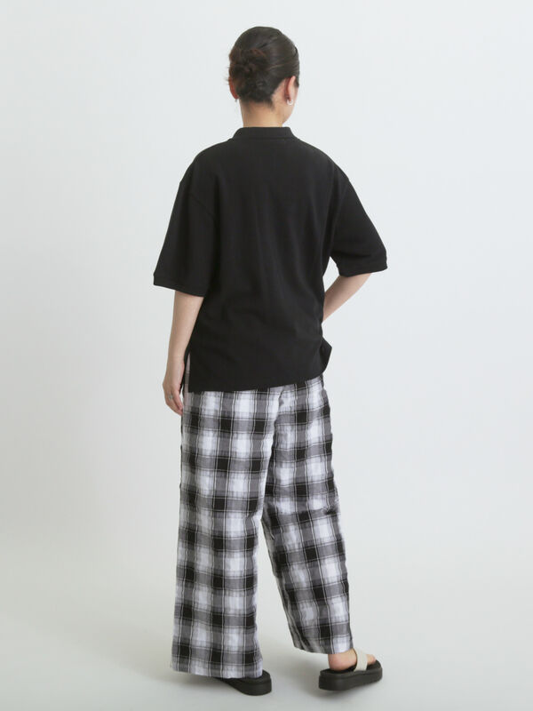 セール】 シャーリングチェックイージーパンツ（オフホワイト/ブラウン