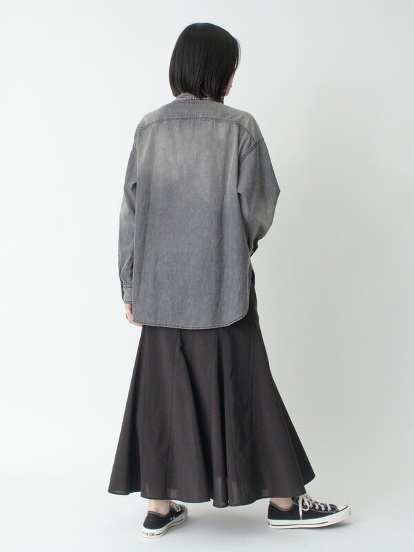 【新品未使用】madameh closet リネン混　サファリスカート　38 セール】 リネン混フレアスカート(セットアップ可)（ブラック