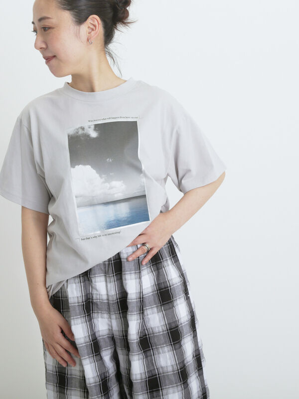 セール】 フォトプリントTシャツ(ホライゾン)（オフホワイト/S