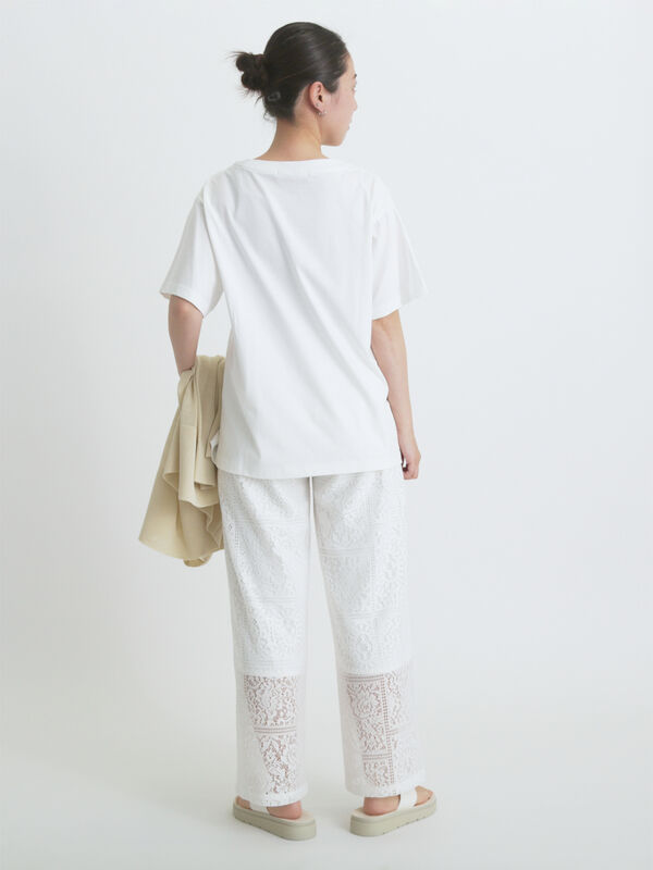★美品・紙タグ付き★ nagonstans フォトプリントT フラワー 桜 セール】 フォトプリントTシャツ(フラワー)（オフホワイト/S