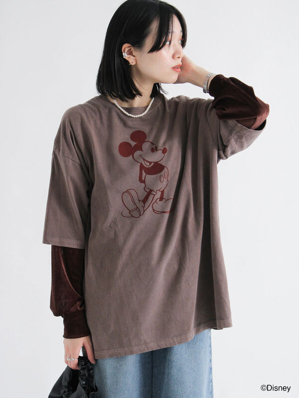 GOOD ROCK SPEED】MICKEY MOUSE Tシャツ（チャコールグレー/ブラウン