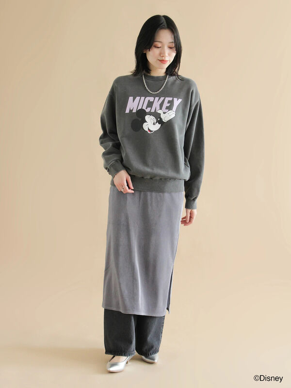 アメリカーナ×ハグオーワー⭐️ミッキーマウス フレンチスリーブT-shチャコール アメリカーナ×ハグオーワー⭐️ミッキーマウス フレンチスリーブT-sh