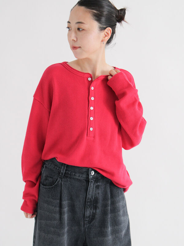 【UpcycleLino】裏毛 ヘンリーネックプルオーバー UpcycleLino】裏毛 ヘンリーネックプルオーバー