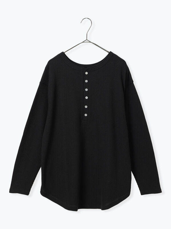 セール】 前後2wayヘンリーネックプルオーバー（ブラック/レッド