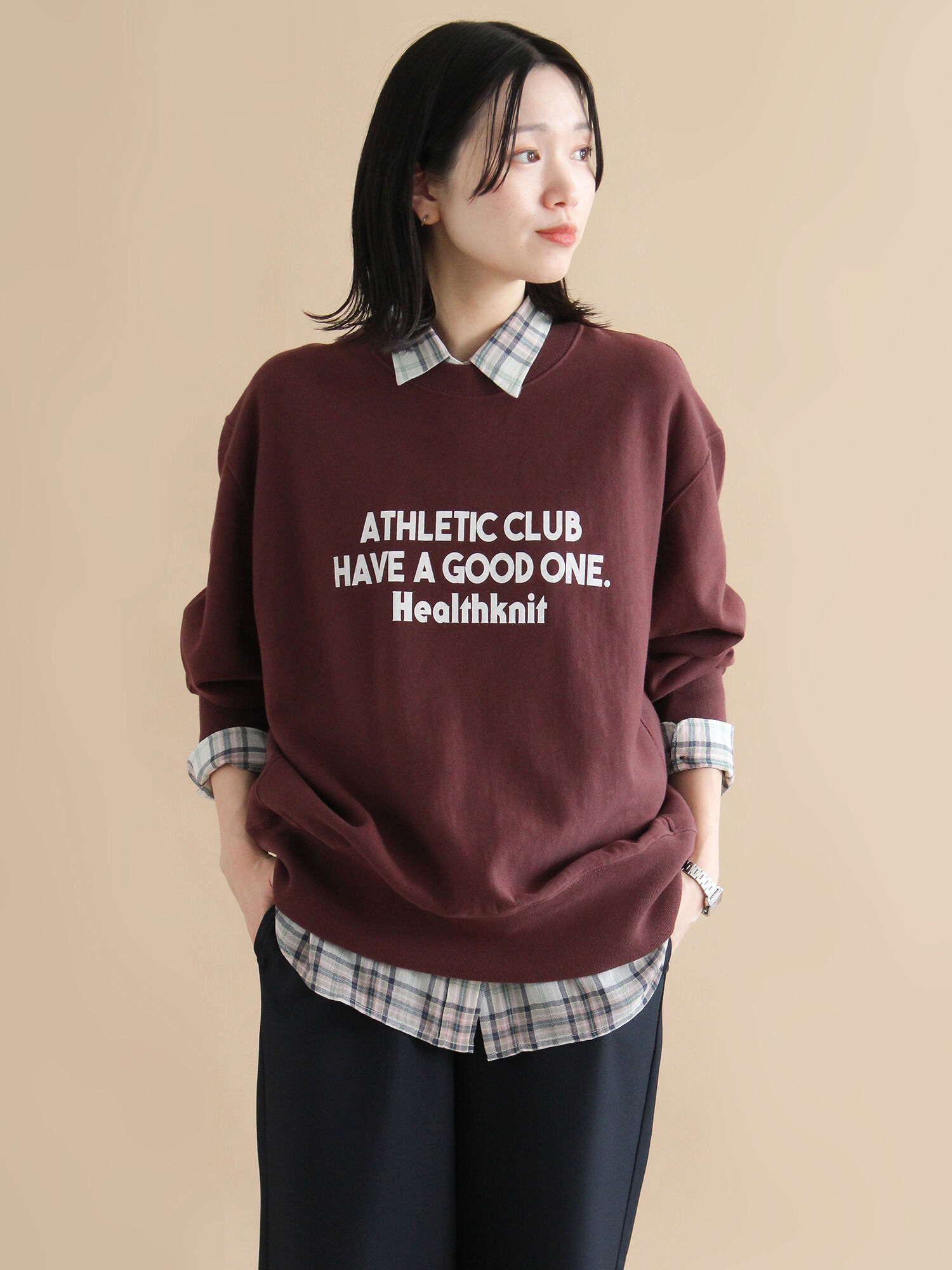 【定価2万】クルーネック プルオーバー バックメッシュ メンズＭ セール】 【Healthknit】ロゴクルーネックプルオーバー（ブラック