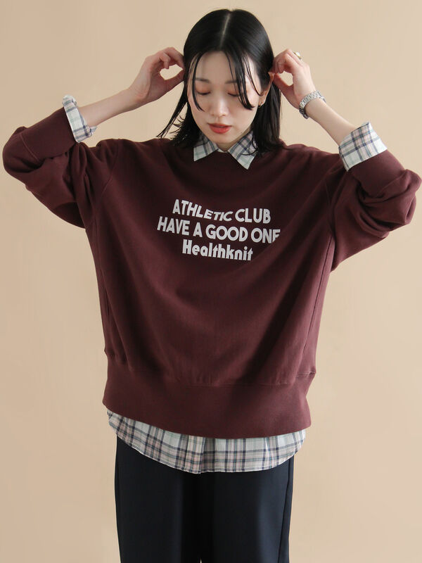 セール】 【Healthknit】ロゴクルーネックプルオーバー（ブラック