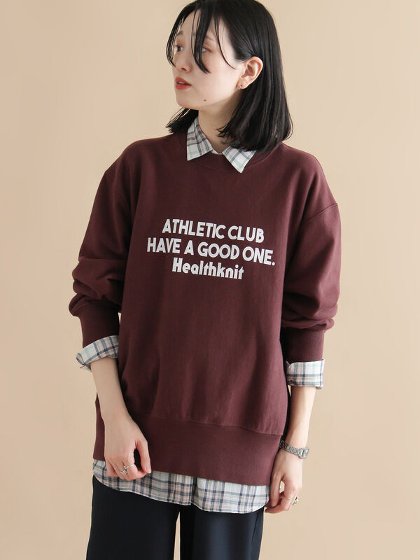 セール】 【Healthknit】ロゴクルーネックプルオーバー（ブラック