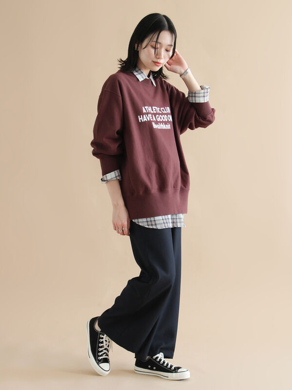 セール】 【Healthknit】ロゴクルーネックプルオーバー（ブラック