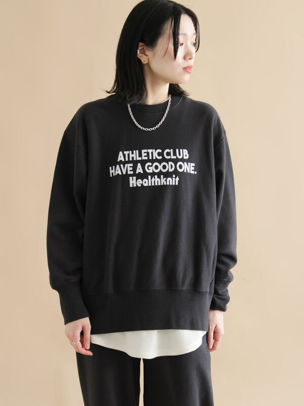 健康・医学 Taro セール】 【Healthknit】ロゴクルーネックプルオーバー（ブラック
