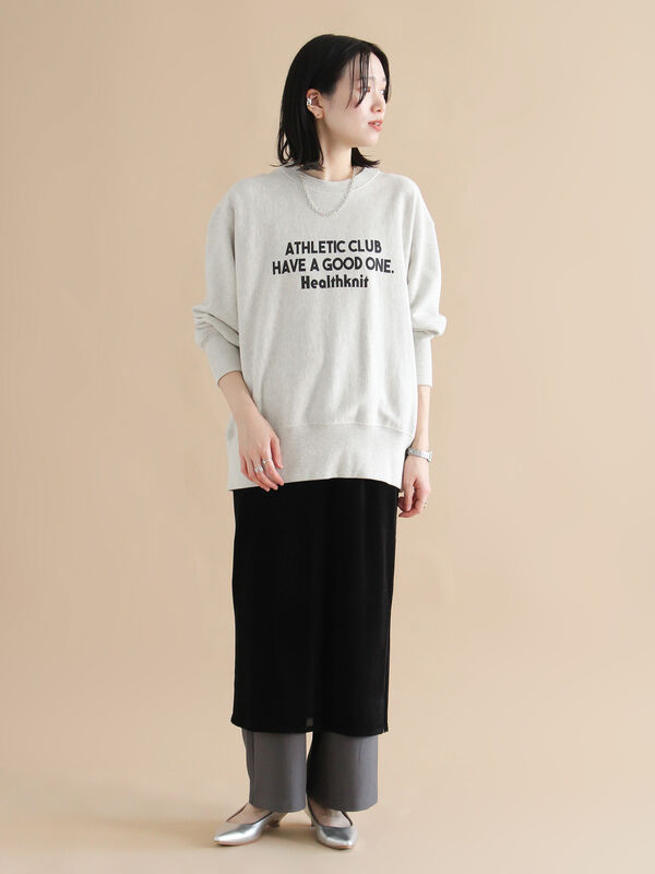 セール】 【Healthknit】ロゴクルーネックプルオーバー（ブラック
