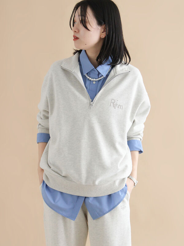 セール】 【Healthknit】ハーフジッププルオーバー（ブラック/ボルドー