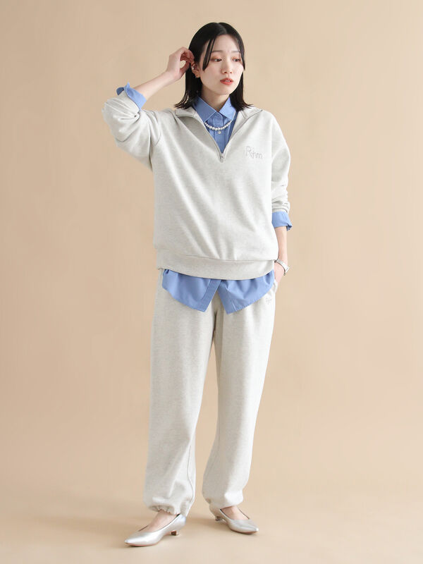 セール】 【Healthknit】ハーフジッププルオーバー（ブラック/ボルドー