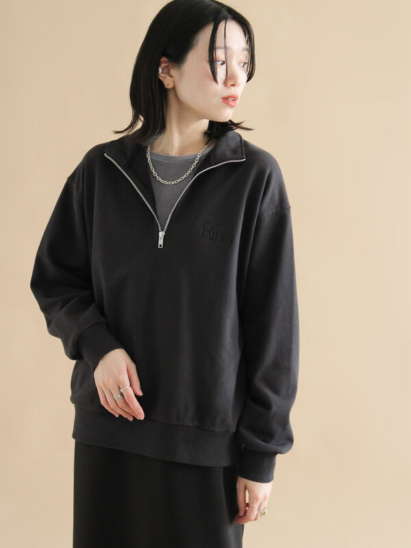 セール】 【Healthknit】ハーフジッププルオーバー（ブラック/ボルドー