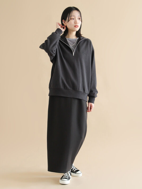 セール】 【Healthknit】ハーフジッププルオーバー（ブラック/ボルドー