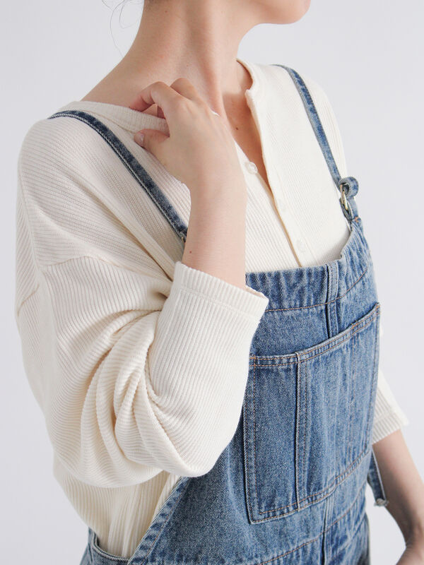 セール】 デニムサロペット（グレー/ブルー/ワンピース/サロペット