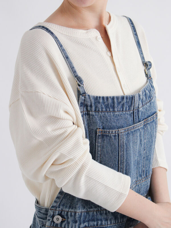 セール】 デニムサロペット（グレー/ブルー/ワンピース/サロペット