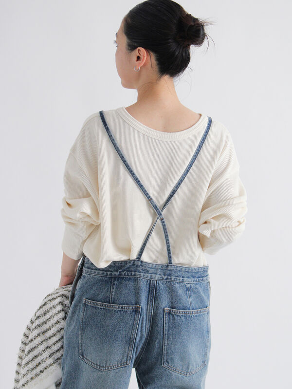 セール】 デニムサロペット（グレー/ブルー/ワンピース/サロペット