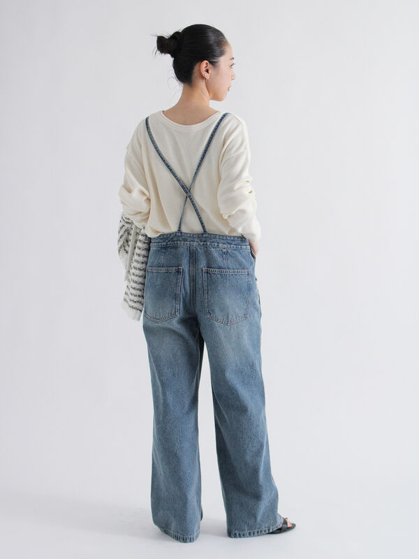 セール】 デニムサロペット（グレー/ブルー/ワンピース/サロペット