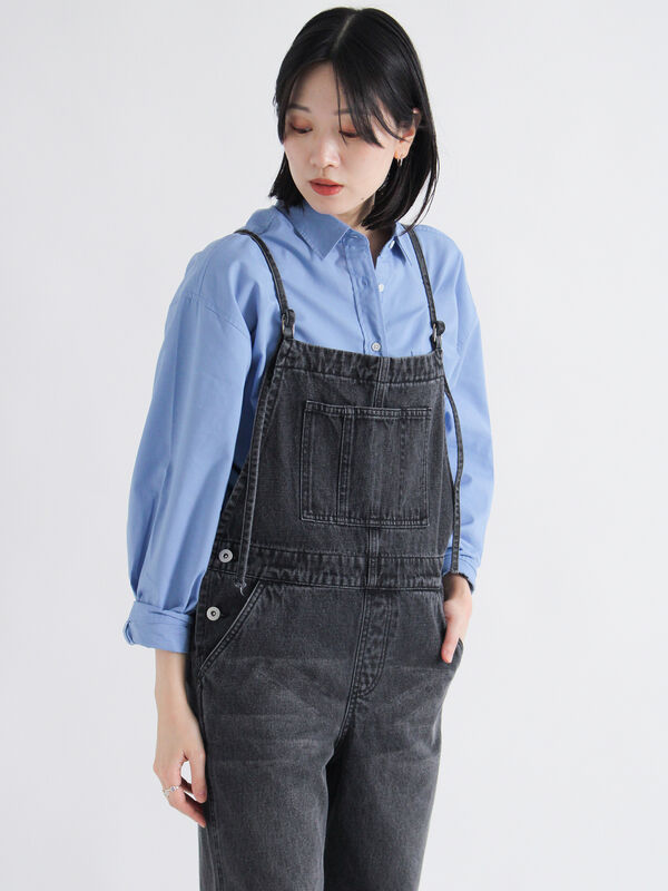 セール】 デニムサロペット（グレー/ブルー/ワンピース/サロペット